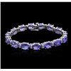 Image 1 : 14KT White Gold 34.30ctw Tanzanite and Diamond Bracelet