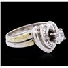 Image 2 : 14KT White Gold 0.65ctw Diamond Wedding Ring Set