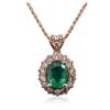 Image 1 : 14KT Rose Gold 2.28ct Emerald and Diamond Pendant with Chain