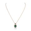 Image 2 : 14KT Rose Gold 2.28ct Emerald and Diamond Pendant with Chain