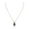 Image 2 : 14KT Rose Gold 2.28ct Emerald and Diamond Pendant with Chain