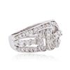 Image 2 : 14KT White Gold 0.80ctw Diamond Ring