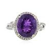 Image 1 : 14KT White Gold 3.95ct Amethyst and Diamond Ring