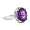 Image 2 : 14KT White Gold 3.95ct Amethyst and Diamond Ring