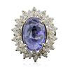 Image 1 : 14KT Yellow Gold 8.91ct Tanzanite and Diamond Ring