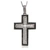Image 1 : 14KT White Gold 2.00ctw Black Diamond Cross Pendant With Chain
