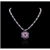 Image 1 : 18KT White Gold 42.63ctw Multi Color Sapphire and Diamond Necklace