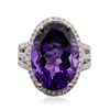 Image 1 : 14KT Two-Tone Gold 12.50ct Amethyst and Diamond Ring