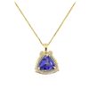 Image 2 : 14KT Yellow Gold 6.84ct Tanzanite and Diamond Pendant With Chain