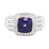 Image 1 : 14KT White Gold 3.23ct Sapphire and Diamond Ring