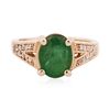 Image 1 : 14KT Rose Gold 2.18ct Emerald and Diamond Ring