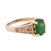 Image 2 : 14KT Rose Gold 2.18ct Emerald and Diamond Ring