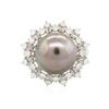 Image 1 : 14KT White Gold 12.2mm Pearl and Diamond Ring