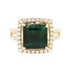 Image 1 : 14KT Yellow Gold 5.34ct Emerald and Diamond Ring