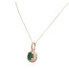 Image 3 : 14KT Rose Gold 3.05ct Emerald and Diamond Penadnt With Chain