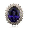 Image 1 : 14KT Yellow Gold 21.26ct Tanzanite and Diamond Ring