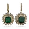 Image 1 : 14KT Yellow Gold 13.62ctw Emerald and Diamond Earrings