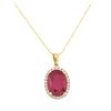 Image 2 : 14KT Yellow Gold 6.47ct Ruby and Diamond Pendant with Chain
