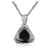 Image 1 : 14KT White Gold 6.68ctw Black Diamond Pendant With Chain
