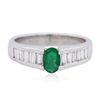 Image 1 : 14KT White Gold 0.43ct Emerald and Diamond Ring