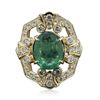 Image 1 : 14KT Yellow Gold 3.22ct Emerald and Diamond Ring