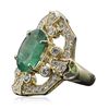 Image 2 : 14KT Yellow Gold 3.22ct Emerald and Diamond Ring