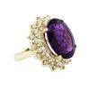 Image 2 : 14KT Yellow Gold 14.56ct Amethyst and Diamond Ring
