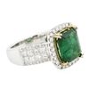 Image 2 : 14KT Two-Tone Gold 3.45ct Emerald and Diamond Ring