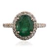 Image 1 : 14KT Rose Gold 2.03ct Emerald and Diamond Ring