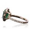 Image 3 : 14KT Rose Gold 2.03ct Emerald and Diamond Ring