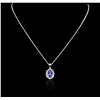 Image 1 : 14KT White Gold 3.53ct Tanzanite and Diamond Pendant With Chain