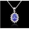 Image 2 : 14KT White Gold 3.53ct Tanzanite and Diamond Pendant With Chain