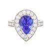 Image 1 : 14KT White Gold 3.87ct Tanzanite and Diamond Ring