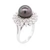 Image 3 : 14KT White Gold Pearl and Diamond Ring