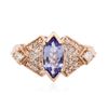 Image 1 : 14KT Rose Gold 1.10ct Tanzanite and Diamond Ring