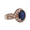 Image 2 : 14KT Rose Gold 3.24ct Sapphire and Diamond Ring