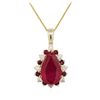 Image 2 : 14KT Yellow Gold 17.35ctw Ruby and Diamond Pendant With Chain