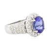 Image 2 : 14KT White Gold 3.94ct Tanzanite and Diamond Ring
