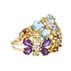 Image 2 : 10KT Yellow Gold Multi-Gemstone Ring