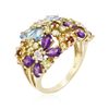 Image 3 : 10KT Yellow Gold Multi-Gemstone Ring