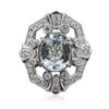 Image 1 : 14KT White Gold 4.51ct Aquamarine and Diamond Ring