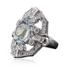 Image 2 : 14KT White Gold 4.51ct Aquamarine and Diamond Ring