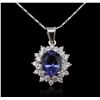 Image 2 : 14KT White Gold 2.70ct Tanzanite and Diamond Pendant With Chain