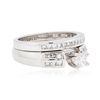 Image 2 : Platinum 0.94ctw Diamond Ring Wedding Set
