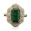Image 1 : 14KT Yellow Gold 3.44ct Emerald and Diamond Ring