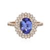 Image 1 : 14KT Rose Gold 1.63ct Tanzanite and Diamond Ring