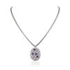 Image 1 : 18KT White Gold 3.84ctw Tanzanite and Diamond Necklace