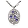 Image 2 : 18KT White Gold 3.84ctw Tanzanite and Diamond Necklace