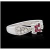 Image 2 : 18KT White Gold 0.25ctw Ruby and Diamond Ring