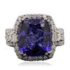 Image 1 : 14KT White Gold GIA Certified 11.73ct Tanzanite and Diamond Ring